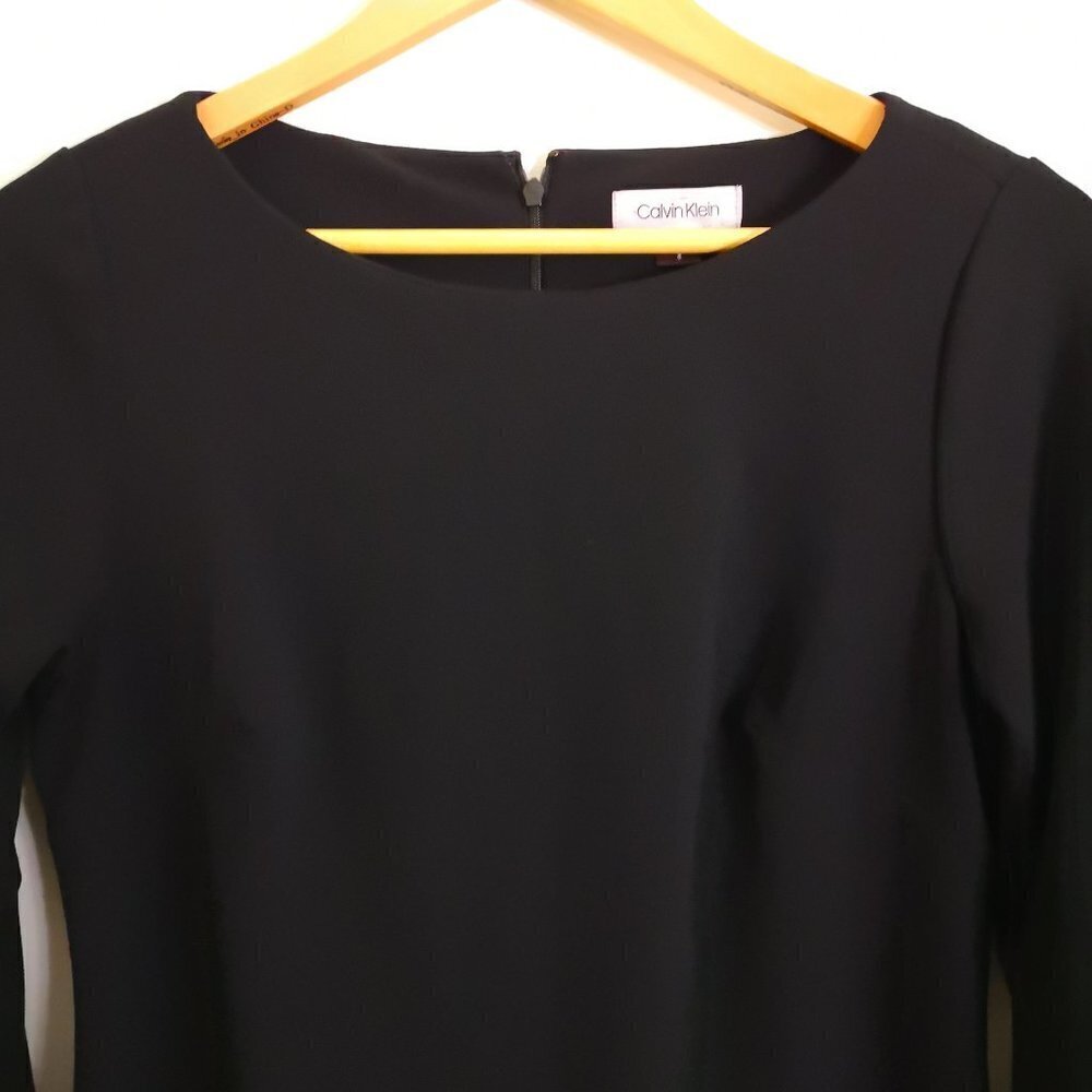 Calvin Klein Black Bell Sleeve Pearl Detail Midi Dress Size 8 - Picture 3 of 5